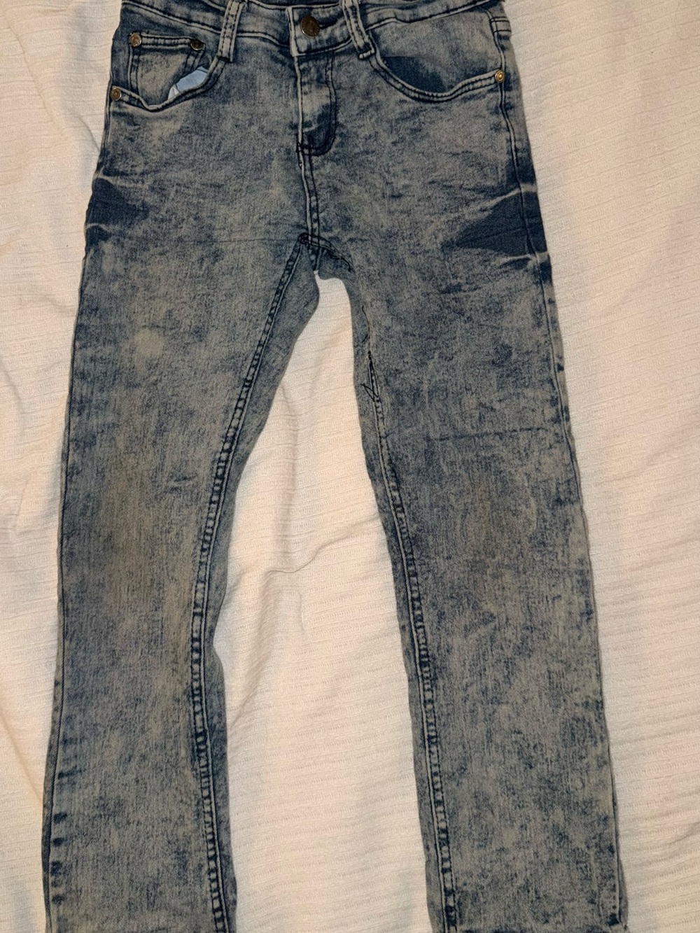 Kids Light Blue Acid Wash Skinny Jeans